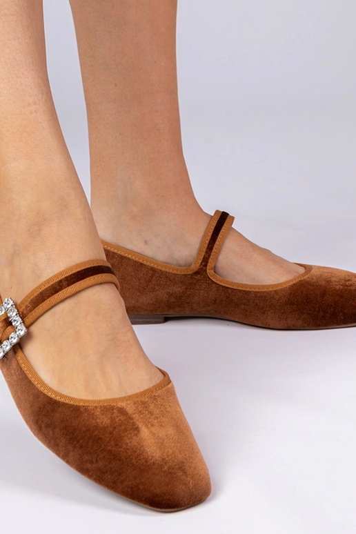 Braune Damen Velours Ballerinas mit... Braune Damen Velours Ballerinas mit...