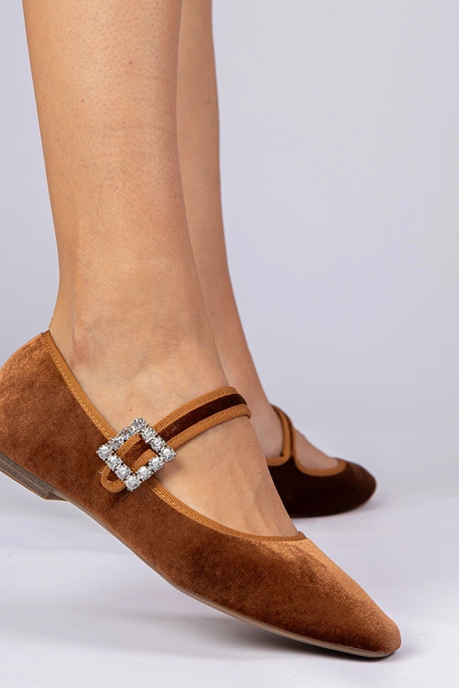 Braune Damen Velours Ballerinas mit... Braune Damen Velours Ballerinas mit...