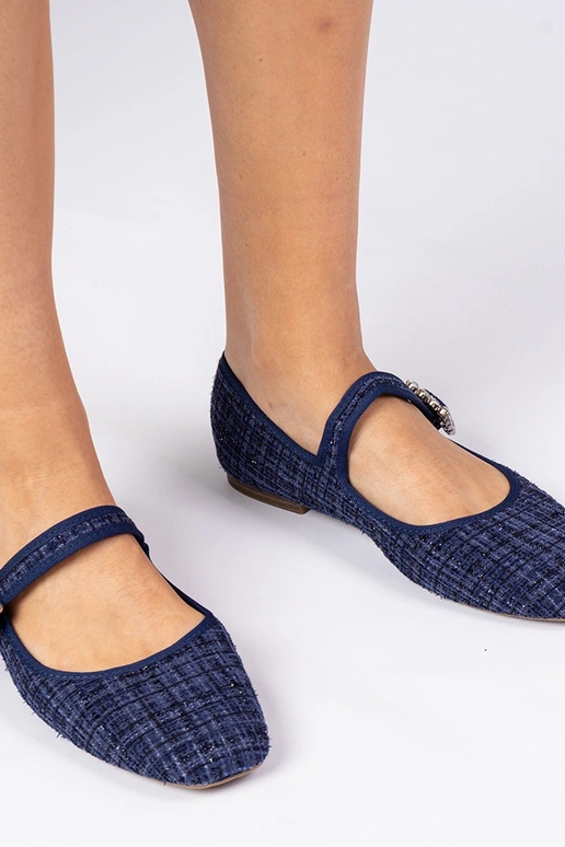 Dunkelblaue Damen Ballerinas mit... Dunkelblaue Damen Ballerinas mit...