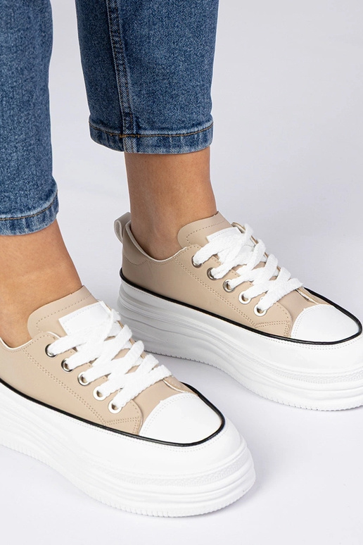 Beige Damen Sneakers mit hoher Sohle... Beige Damen Sneakers mit hoher Sohle...