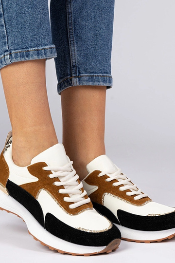 Weiß-schwarze Damen Sneakers mit Glitzer Elizar 2
