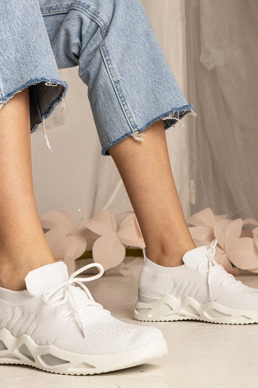 Weiße Sneakers mit Sockenstiefel Miyana Weiße Sneakers mit Sockenstiefel Miyana