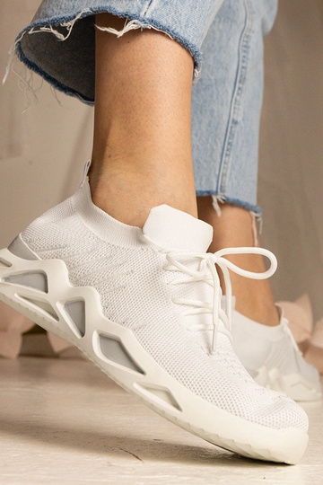 Weiße Sneakers mit Sockenstiefel Miyana 2