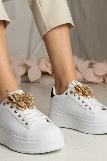 Biało-czarne Sneakers mit Schmetterling und Zirkonia Kariba