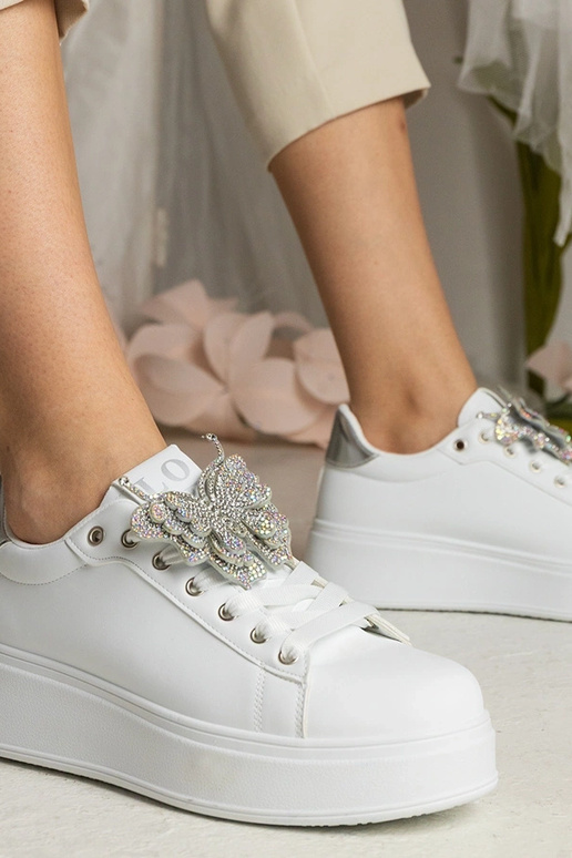 Biało-srebrne Sneakers mit... Biało-srebrne Sneakers mit...