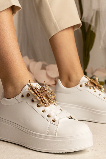 Weiße Sneakers mit Schmetterling und Zirkonia Kariba