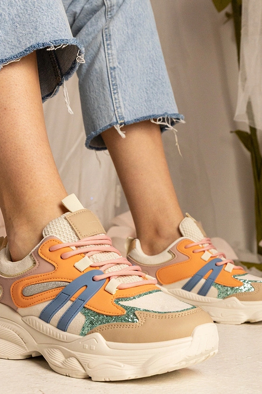 Orange Damen-Sneakers sportlich mit... Orange Damen-Sneakers sportlich mit...