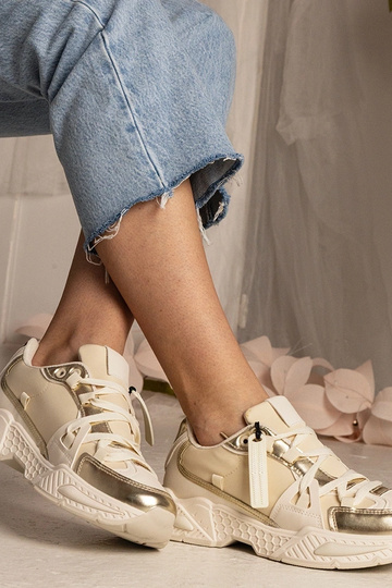 Beige Damen-Sneakers mit dicker Sohle Balika 2