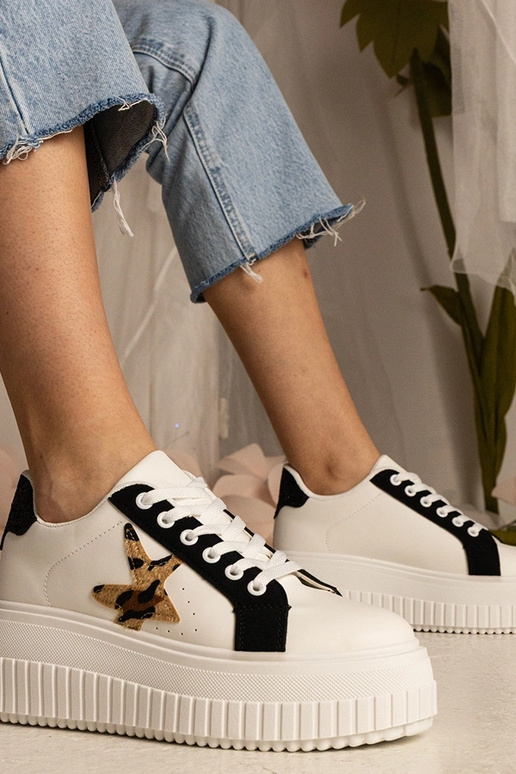 Biało-czarne Sneakers mit Glitzer und... Biało-czarne Sneakers mit Glitzer und...