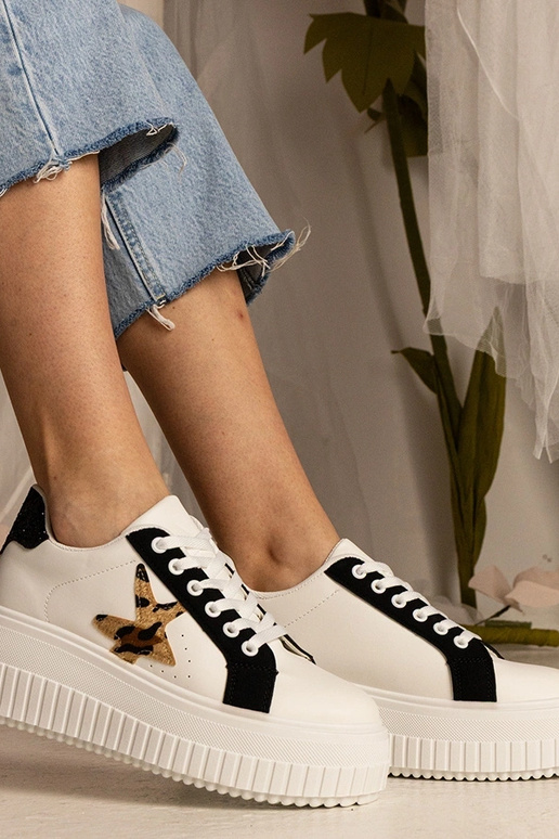 Biało-czarne Sneakers mit Glitzer und... Biało-czarne Sneakers mit Glitzer und...