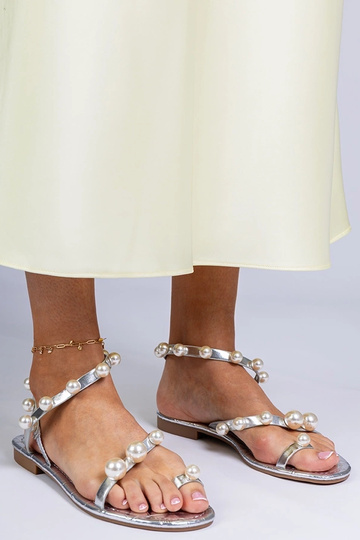 Silberne Damen Sandalen mit...