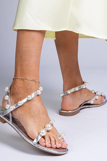 Silberne Damen Sandalen mit... 2