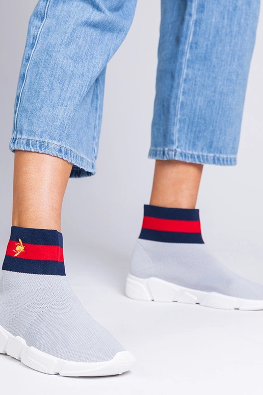 Graue Damen Sneakers mit Socken-Stil... Graue Damen Sneakers mit Socken-Stil...