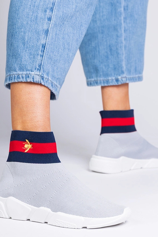 Graue Damen Sneakers mit Socken-Stil... Graue Damen Sneakers mit Socken-Stil...