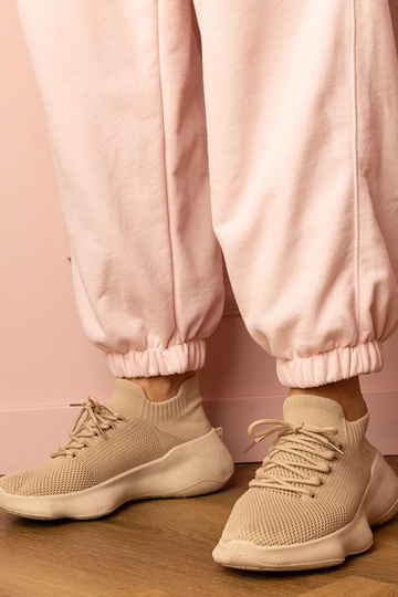Beige Damen-Sneaker mit Strumpfdesign Zurry