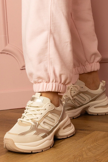 Beige Damen-Sneaker mit...