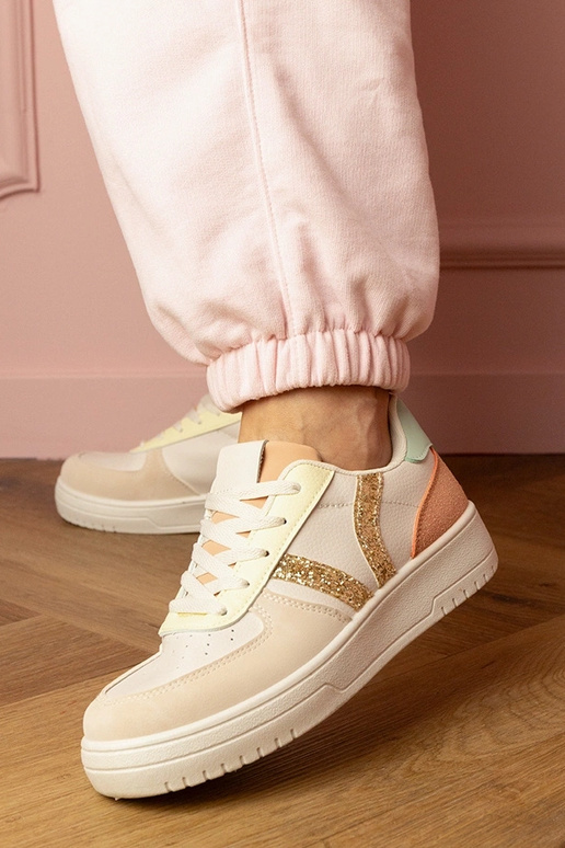 Sandfarbene Damen-Sneaker mit... Sandfarbene Damen-Sneaker mit...