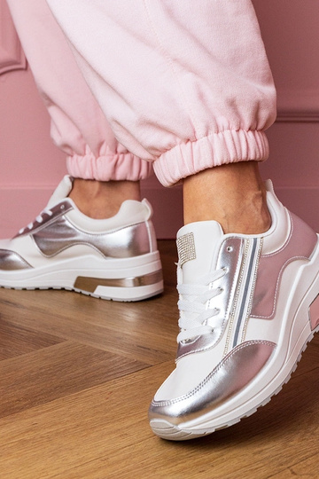 Weiße Damen-Sneaker mit Kristallen und glänzender Dekoration Garsi 2