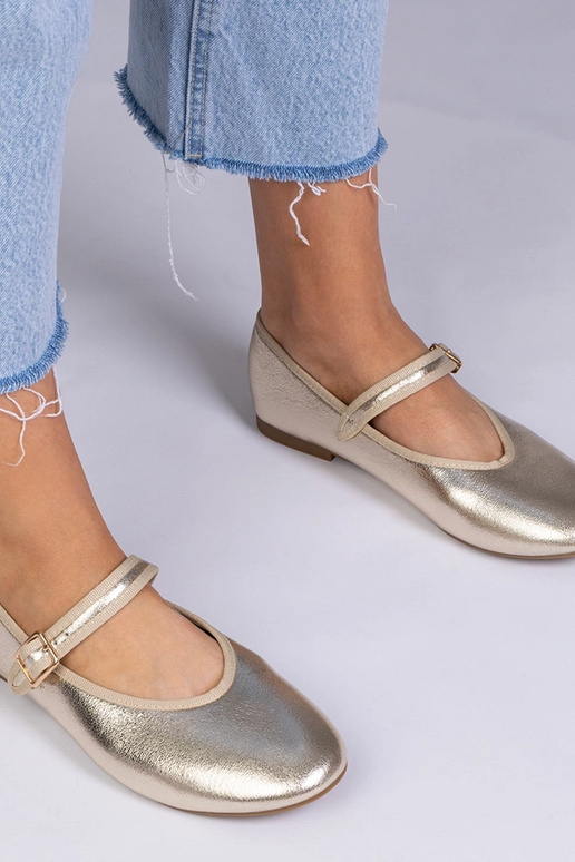 Goldene Ballerinas mit Schnalle,...