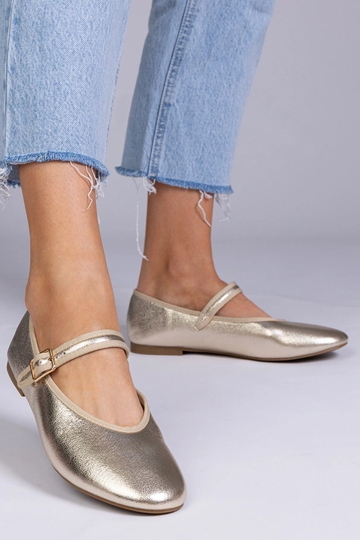 Goldene Ballerinas mit Schnalle,...