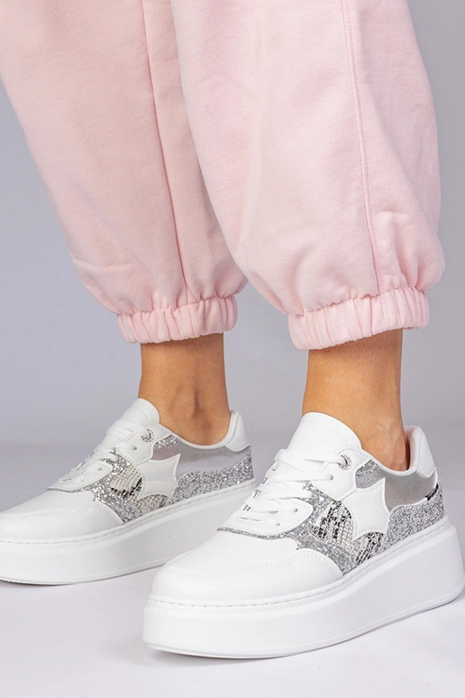 Weiße Sportschuhe mit Glitzer und...