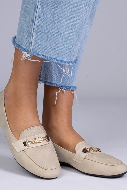 Sandfarbene matte Mokassins mit...