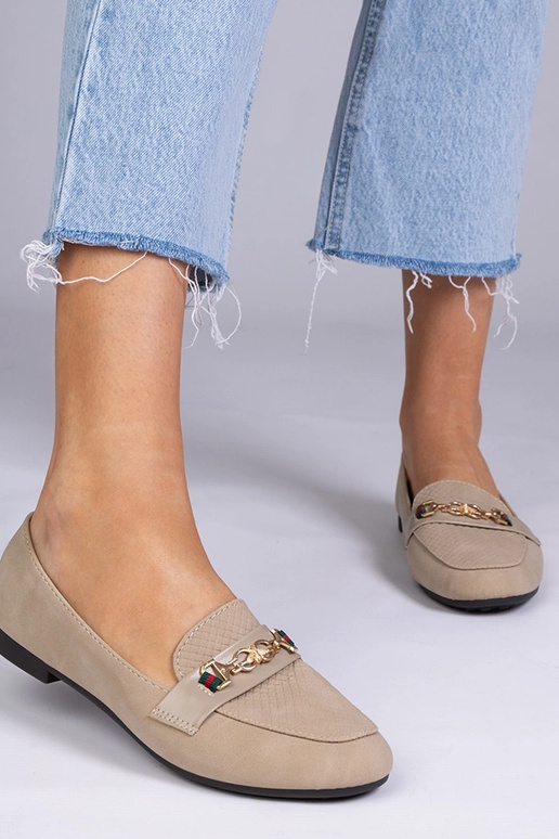 Braune matte Mokassins mit goldenem...