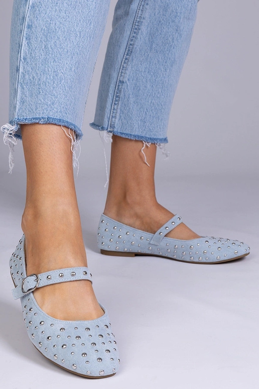 Blaue Ballerinas mit Nieten und...