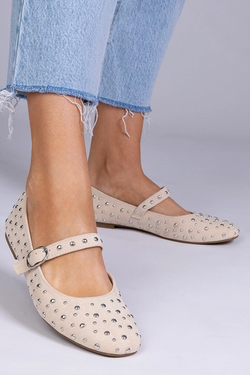 Beige Ballerinas mit Nieten... 2