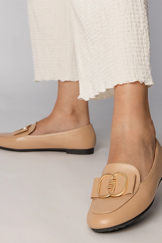 Cremefarbene Damen Mokassins mit...