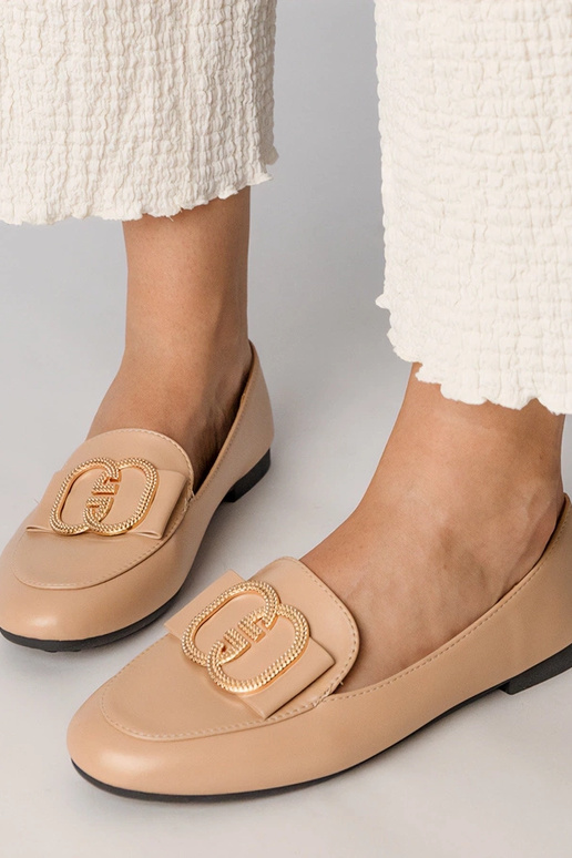 Cremefarbene Damen Mokassins mit...