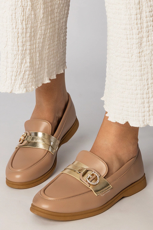 Cremefarbene Mokassins aus Eco-Leder...