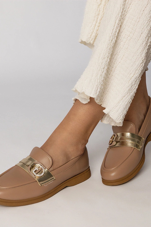 Cremefarbene Mokassins aus Eco-Leder...