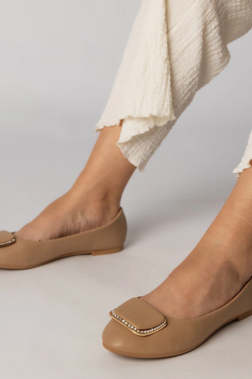 Braune Damen Ballerinas mit Zirkonia-Steinen, „Bejla"