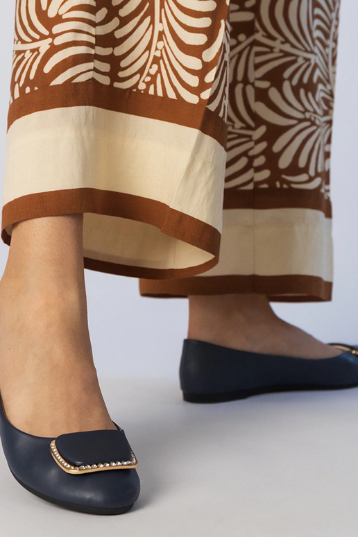 Dunkelblaue Damen Ballerinas mit...