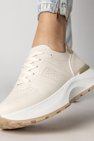 Sandfarbene Sportschuhe mit...
