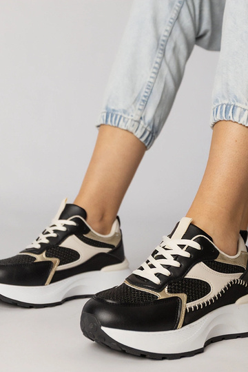 Schwarze Sportschuhe mit geflochtenem Einsatz, „Berlisa"