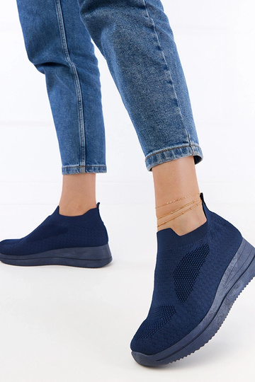Dunkelblaue Slip-On textile Sneakers Romaro