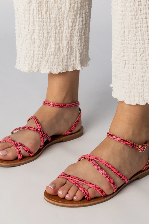 Rosa Sandalen mit flachem Absatz,...