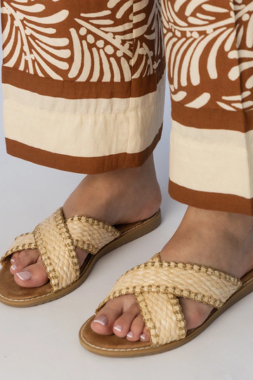 Beige Damen geflochtene...