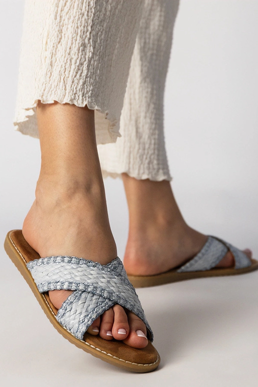 Blaue Damen geflochtene Slipper,...