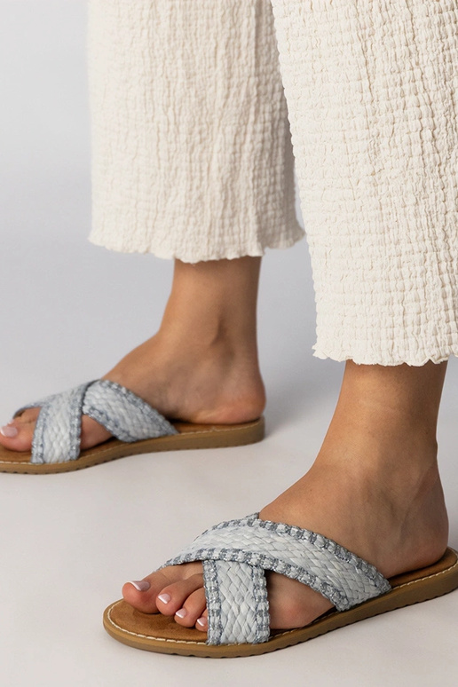 Blaue Damen geflochtene Slipper,...