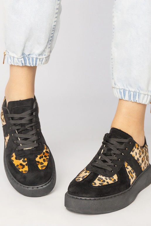 Schwarze Sneakers mit Pantherdruck,...