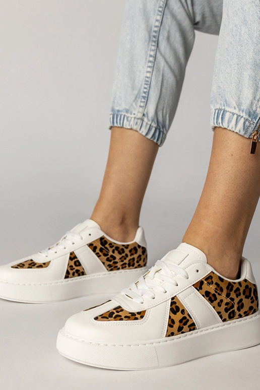Weiße Sneakers mit Pantherdruck, „Toris"
