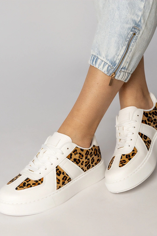 Weiße Sneakers mit Pantherdruck, „Toris"