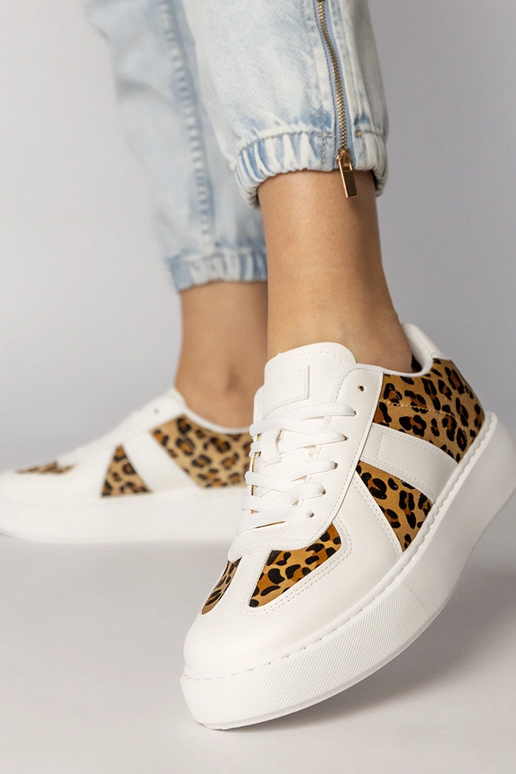 Weiße Sneakers mit Pantherdruck, „Toris"