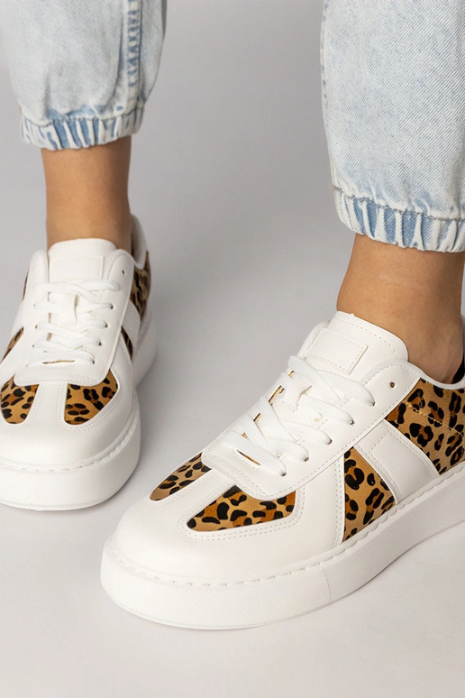 Weiße Sneakers mit Pantherdruck, „Toris"