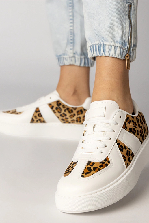 Weiße Sneakers mit Pantherdruck, „Toris"