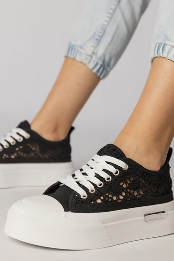 Schwarze luftige Damensportschuhe, „Runna"
