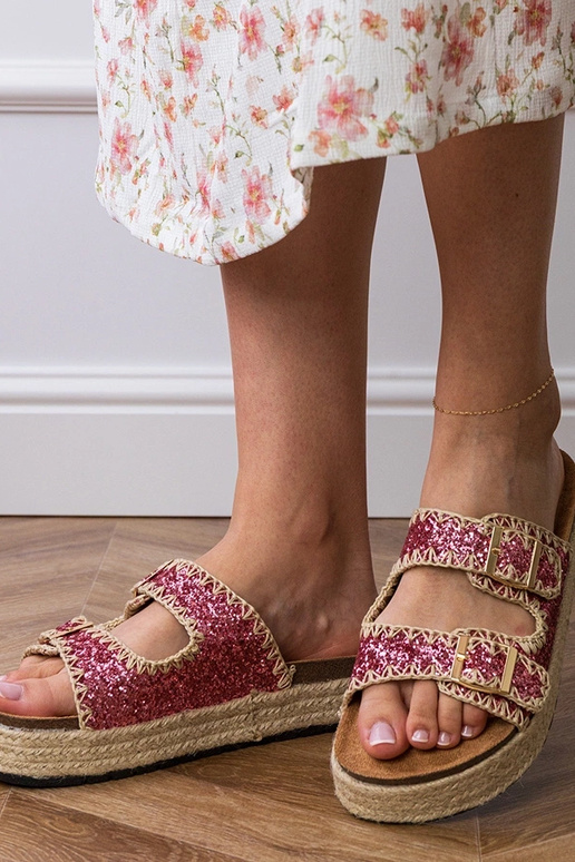 Rosa Espadrilles mit Glitzer und...
